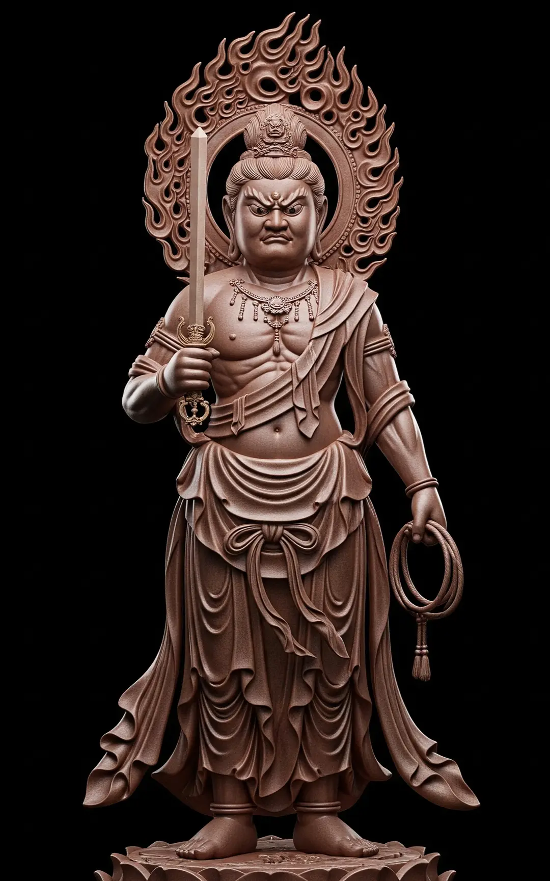 倶利伽羅剣と羂索を持つ不動明王立像